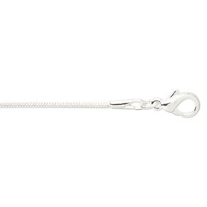 Chain 1pkg4 silver-plated snake, 1mm / lobster claw clasp, brass 18 inch