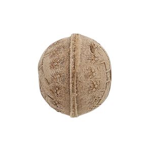 Bead, leather, brown, 20-24mm round with etched weave design. Sold individually.