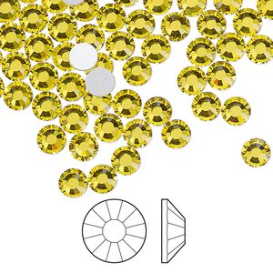 Flat back 1440pk citrine foil back, Preciosa Viva 12® Czech crystal rhinestone 4.6-4.8mm chaton rose round SS20