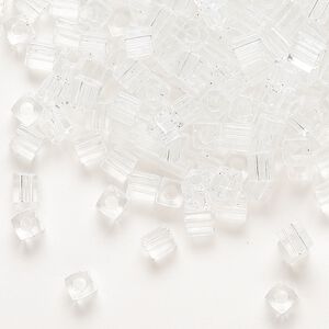 Seed bead, Miyuki, glass, pkg/250g, 3.5-3.7mm square, transparent clear (SB-131).
