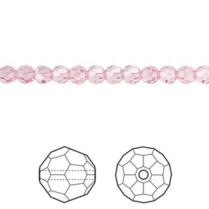 Bead 12pk light rose, Crystal Passions® 4mm round 5000