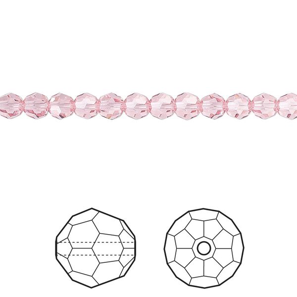 Bead 12pk light rose, Crystal Passions® 4mm round 5000 image number 0