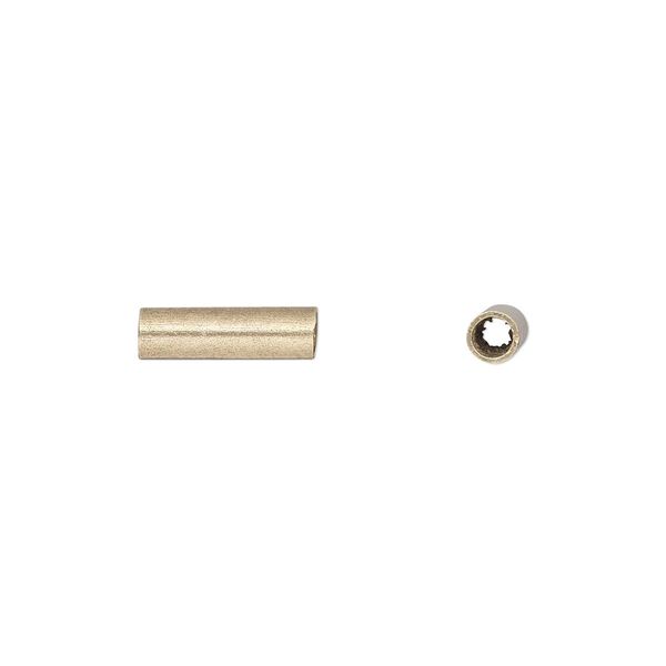 Crimp, Artistic Wire®, brass-finished copper, 10x3mm tube, 2mm inside diameter. Sold per pkg of 50. image number 0