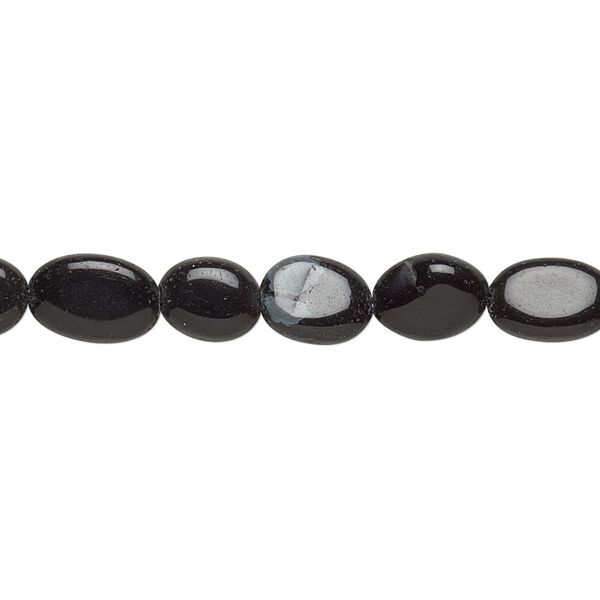 Snowflake obsidian / black obsidian 1pkg1, hand-cut puffed oval bead natural 14 inch 6x5mm-12x7mm image number 0