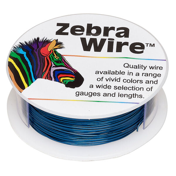 Wire, Zebra Wire™, color-coated copper, sapphire blue, round, 24 gauge. Sold per 1/4 pound spool, approximately 71 yards. image number 0