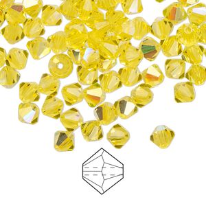 Bead 576pk citrine AB, Preciosa Czech crystal 5mm bicone