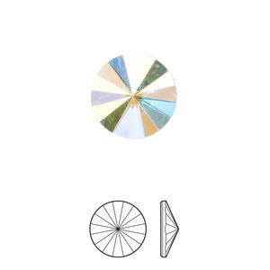 Flat back 4pk crystal AB foil back, Preciosa Czech crystal rhinestone 12mm rivoli