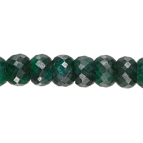 Emerald 1pkg1, hand-cut faceted rondelle bead 15 inch 9x6mm-11x8mm image number 0