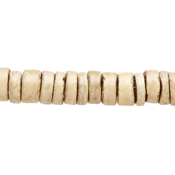 Bead, coconut shell (waxed), 8-9mm hand-cut heishi. Sold per 24-inch strand. image number 0