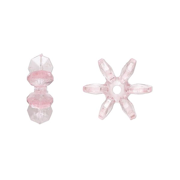 Bead, acrylic, transparent light pink, 14x5mm paddle wheel. Sold per pkg of 500. image number 0