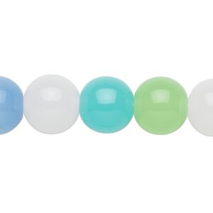 Bead, glass, mixed colors, 12mm round. Sold per 36-inch strand.