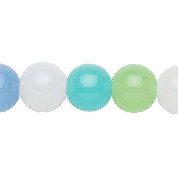 Bead, glass, mixed colors, 12mm round. Sold per 36-inch strand. image number 0