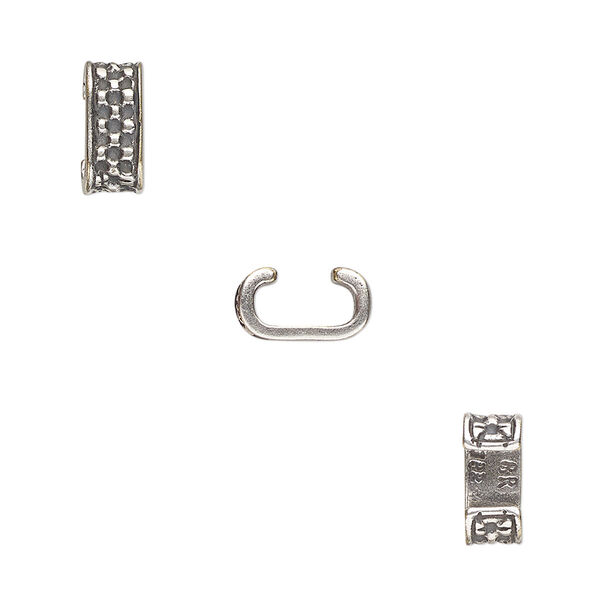 Component, JBB Findings, antique silver-plated brass, 10x4.5mm beaded rondelle, 7x2.5mm inside diameter. Sold per pkg of 2. image number 0