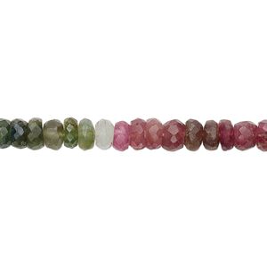 Multi-tourmaline 1pkg1, hand-cut faceted rondelle bead natural 12 inch 4x2mm-5x4mm