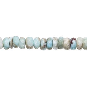 Larimar 1pkg1, hand-cut faceted rondelle bead natural 13 inch 5x3mm-7x5mm