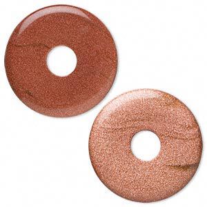 Focal, brown goldstone (glass) (man-made), 40mm round donut. Sold per pkg of 2.