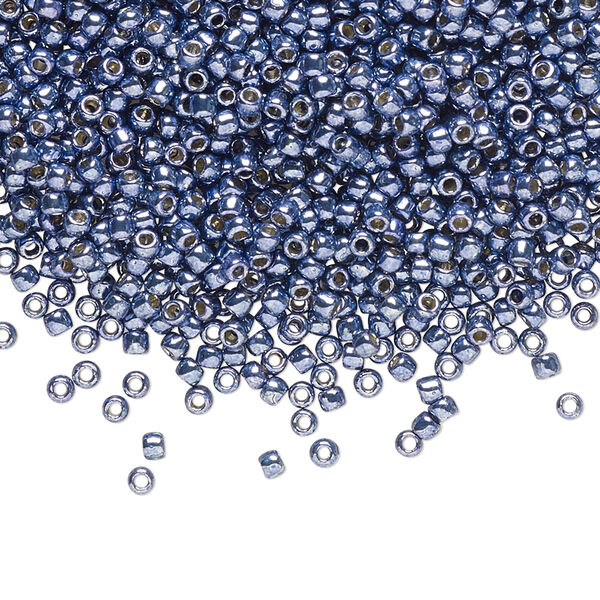 Seed bead, TOHO BEADS®, glass, pkg/7.5g, #11 round, opaque metallic PermaFinish polaris (TR-11-PF567). image number 0