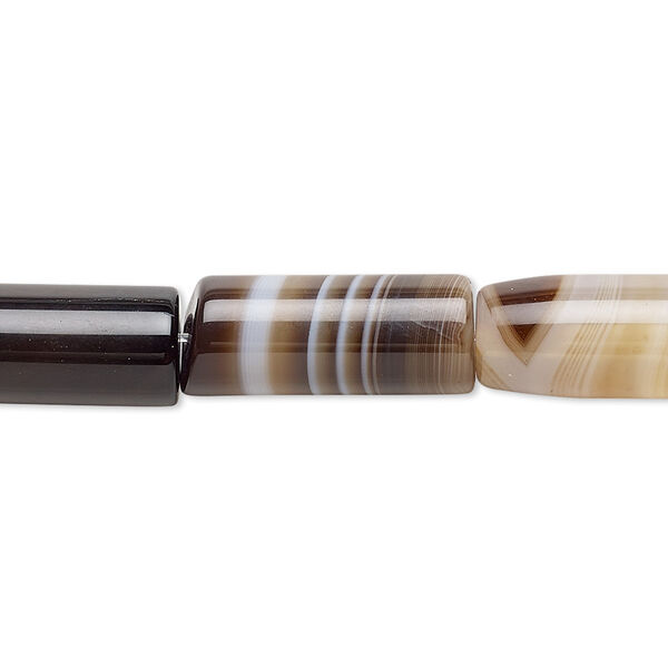 Brown striped agate 1pkg1, round tube bead B- grade, 15 inch 19x8mm-20x9mm image number 0