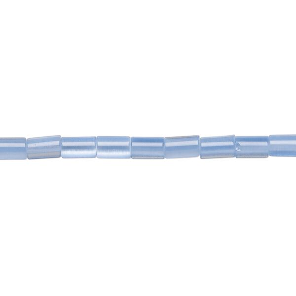 Bead, cat's eye glass (fiber optic glass), blue, 5x3mm round tube. Sold per 15-inch strand. image number 0
