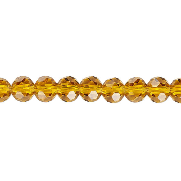 Bead 1pk 32 facets transparent gold, Celestial Crystal® 6mm round 15.5-16 inch image number 0