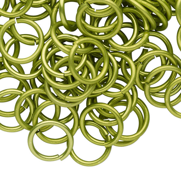 Jump ring, anodized tempered aluminum, light green, 12mm round, 9.2mm inside diameter, 15 gauge. Sold per pkg of 100. image number 0