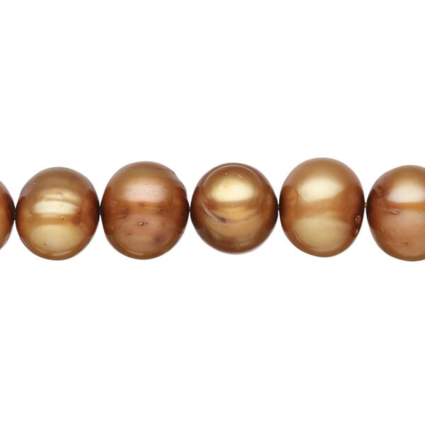Freshwater pearl 1pkg1, semi-round, 15 inch golden copper 9-11mm cultured image number 0