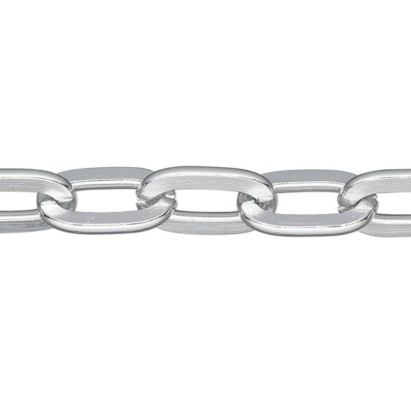 Chain, anodized aluminum, silver, 9mm flat cable. Sold per pkg of 25 feet. image number 0