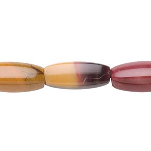 Moukaite jasper 1pkg1, 4-sided oval bead natural 8 inch 20x8mm