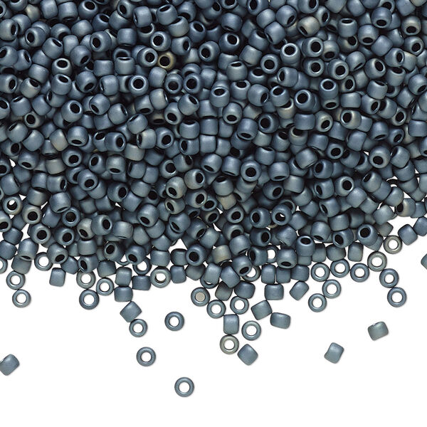 Seed bead, TOHO BEADS®, glass, pkg/250g, #11 round, opaque matte gunmetal (TR-11-612). image number 0