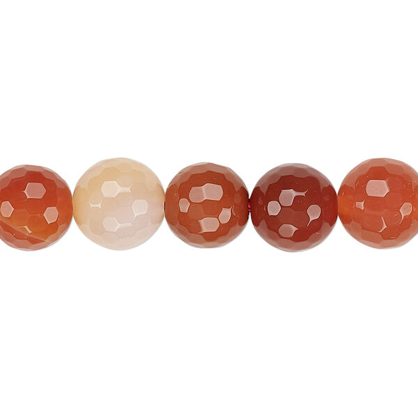 Bead, red agate (dyed / heated), 9-10mm faceted round, B grade, Mohs hardness 6-1/2 to 7. Sold per 15" to 16" strand. image number 0