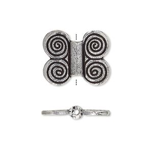 Bead, antique silver-plated white brass, 19x16mm double-sided butterfly. Sold per pkg of 2.