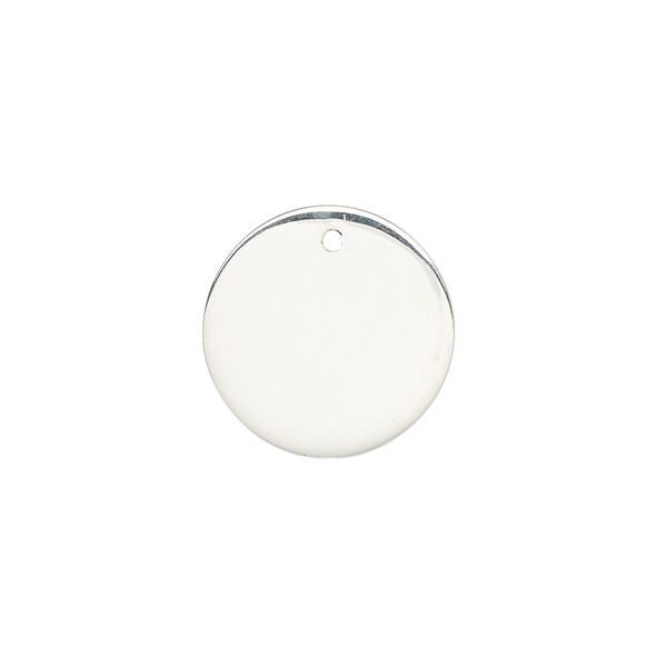 Drop, sterling silver, 17mm flat round. Sold individually. image number 0
