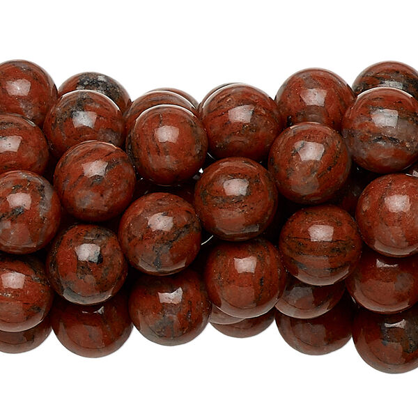 Bead, red sesame jasper (natural), 8mm round, C grade, Mohs hardness 6-1/2 to 7. Sold per pkg of (10) 15-1/2" to 16" strands. image number 0