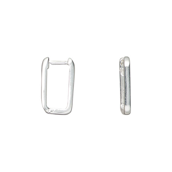 Earring leverback 1pkg2 sterling silver, 14.5mm, rectangle, 19 gauge image number 0