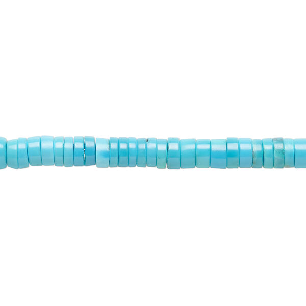 Bead, sleeping beauty turquoise (natural), 4.5 x 2-4.5 x 3mm heishi, A- grade, Mohs hardness 5-6. Sold per 15-1/2" to 16" strand. image number 0