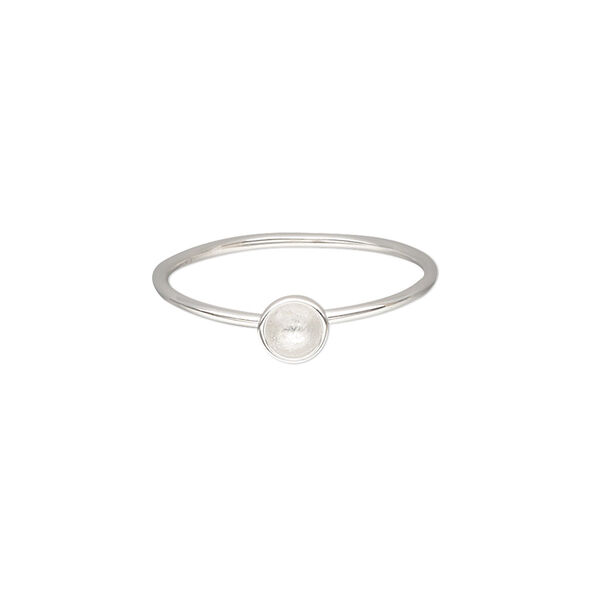 Ring, Almost Instant Jewelry®, sterling silver, 1mm wide with SS17 rivoli glue-in setting, size 9. Sold individually. image number 0