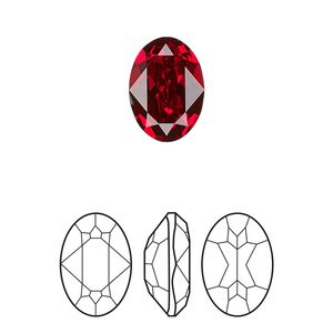 Fancy stone 144pk scarlet foil back, Swarovski® 14x10mm oval 4120