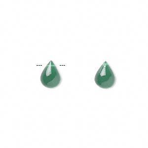 Green onyx 1pkg2, hand-cut top-drilled teardrop bead 8x6mm