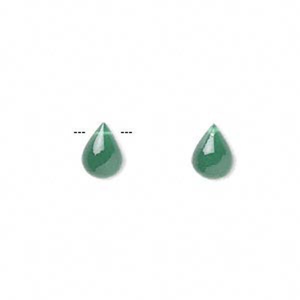 Bead, green onyx (dyed), 8x6mm hand-cut top-drilled teardrop, B grade, Mohs hardness 6-1/2 to 7. Sold per pkg of 2. image number 0