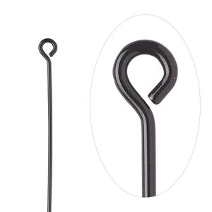 Eye pin, electro-coated brass, black, 1-1/2 inches, 21 gauge. Sold per pkg of 10.
