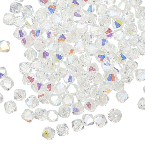 Bead 1pkg144 clear AB translucent, Celestial Crystal&reg;, 4mm bicone image number 0