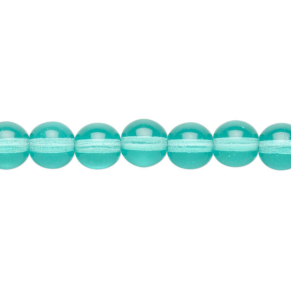 Bead, Czech glass druk, transparent light aqua, 8mm round. Sold per 15-1/2" to 16" strand. image number 0
