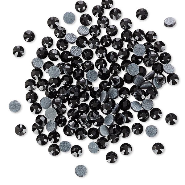Flat back, hot-fix glass rhinestone, jet, 2.7-2.9mm faceted round, SS10. Sold per pkg of 144 (1 gross). image number 0