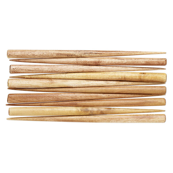 Hair stick, stained wood (coated), brown, 6-inch hand-carved, end-drilled. Sold per pkg of 10. image number 0