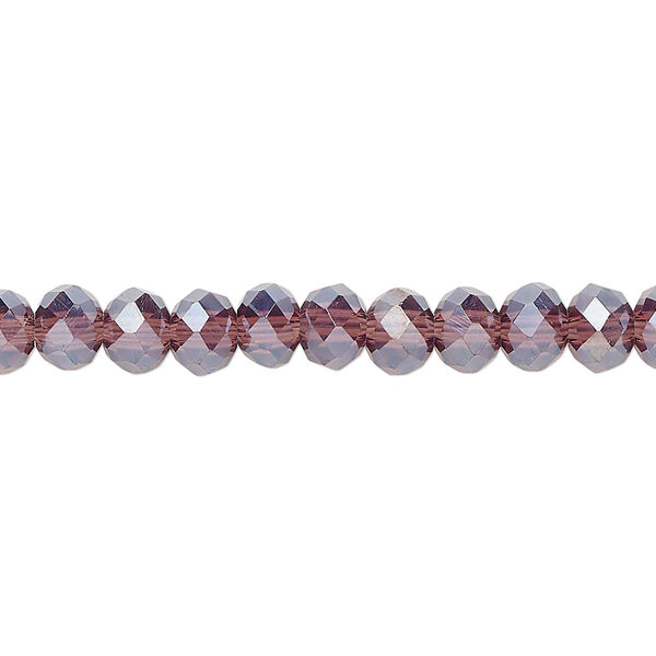 Bead 1pkg1 glass, 6x4mm-6x5mm faceted rondelle, 15 inch translucent luster amethyst image number 0