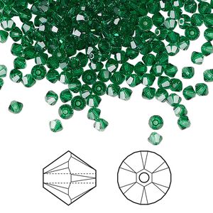 Bead 144pk majestic green, Crystal Passions® 3mm bicone 5328