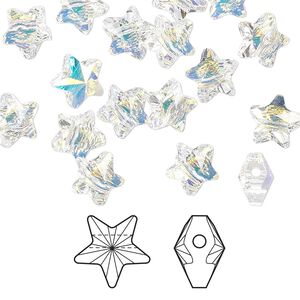 Bead 24pk crystal AB, Crystal Passions® 8mm star 5714