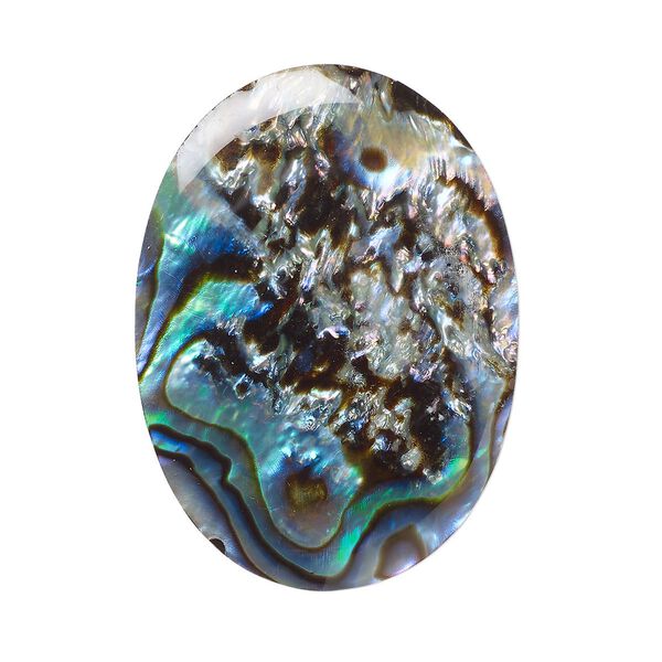 Cabochon, paua shell (coated), 30x22mm calibrated oval, Mohs hardness 3-1/2. Sold individually. image number 0