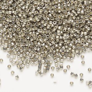 Seed bead, Delica®, glass, pkg/7.5g, #11 round, Duracoat® opaque galvanized light pewter (DB-1851).