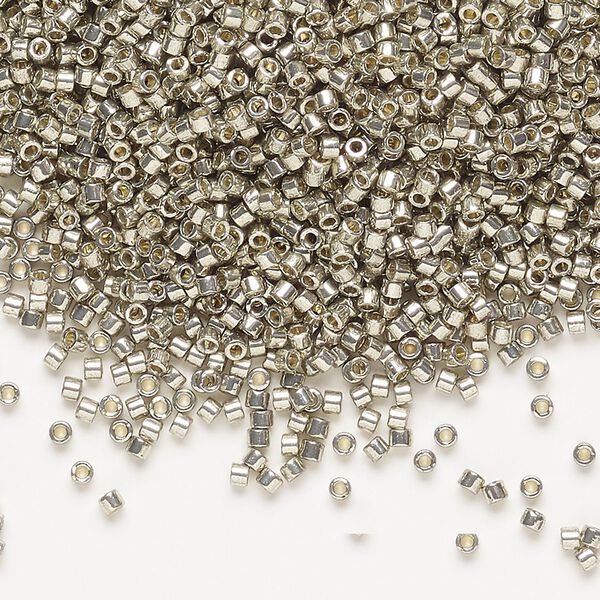 Seed bead, Delica®, glass, pkg/7.5g, #11 round, Duracoat® opaque galvanized light pewter (DB-1851). image number 0